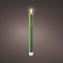 VELA DE CERA LED, COR VERDE, ACABAMENTO RÚSTICO, Ø2,20X24,50CM, P