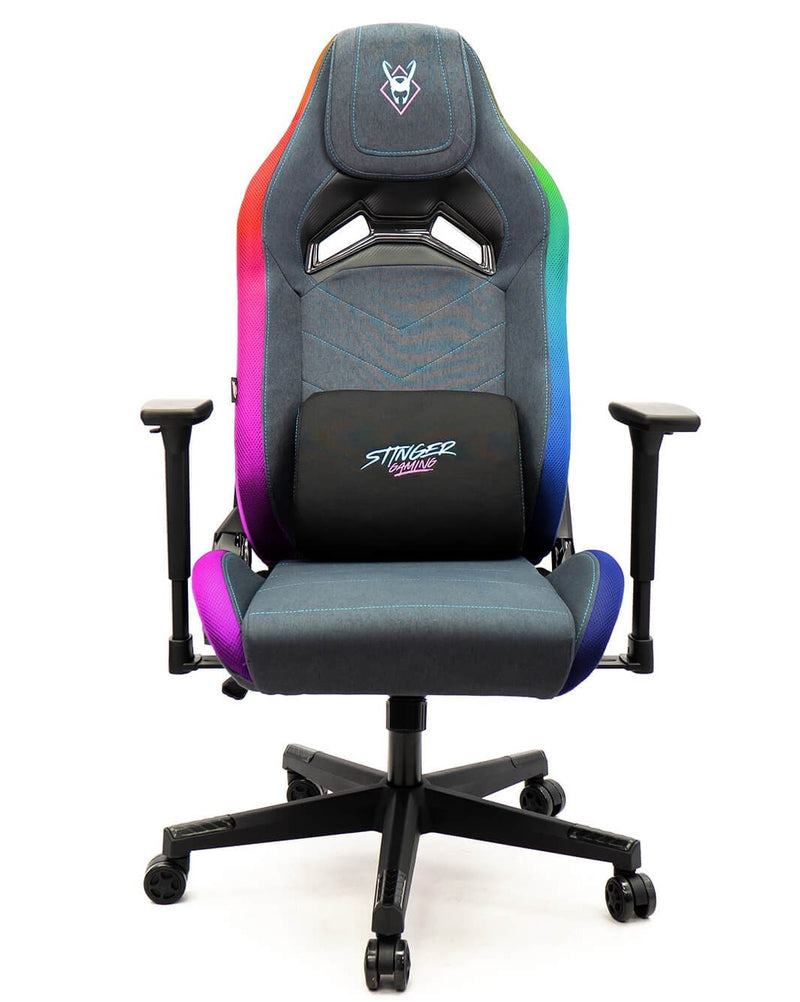 SILLA GAMING WOXTER STINGER STATION ELITE LUCES LED AZUL Y ROSA