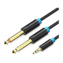 CABLE ESTÉREO VENTION BACBH JACK 3.5 MACHO - 2X JACK 6.5 MACHO 2M