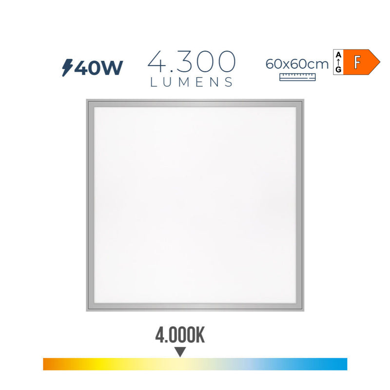 PAINEL DE LED 40W 4300LM RA80 59,5X59,5CM 4000K LUZ DO DIA EDM