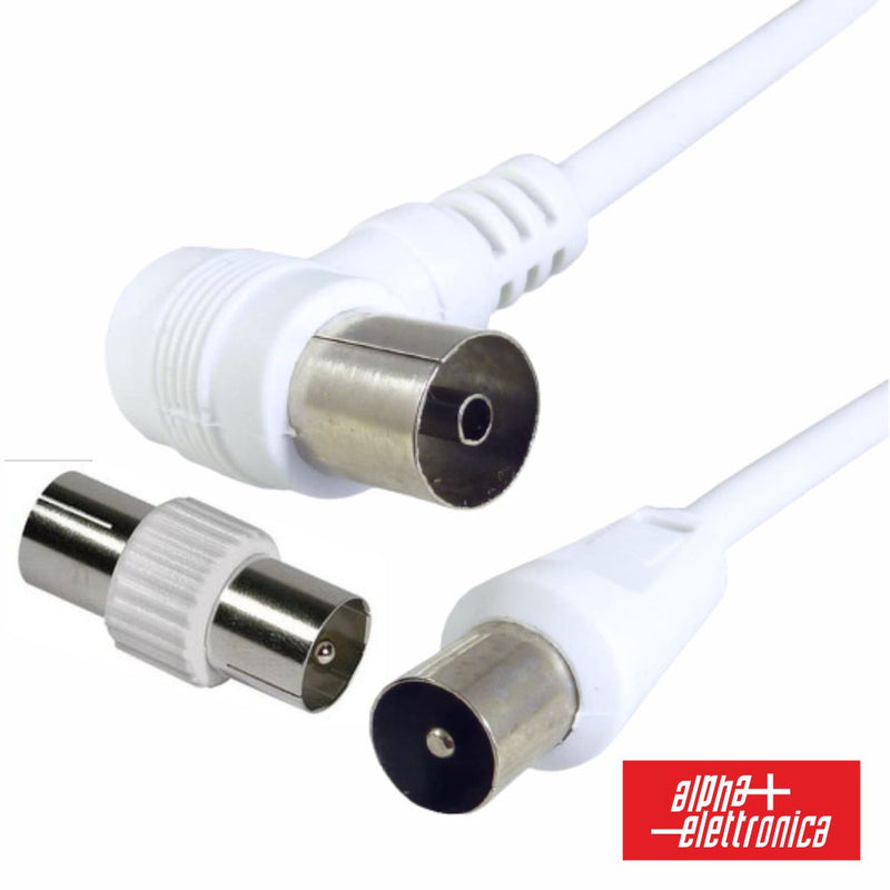 CABO COAXIAL MACHOFÊMEA BRANCO 3M 90º ALPHA