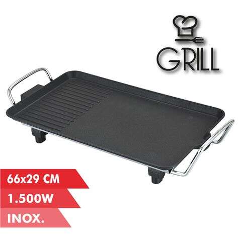 MUVIP PLANCHA DE ASAR ELECTRICA 1500W - 2 ZONAS LISA Y GRILL - PL