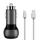 CARREGADOR CARRO 2XUSB LDNIO C5003Q + CABO USB-C PRETO E PRATA