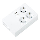 BASE MÚLTIPLA 3 TOMADAS + 2 USB A/C, SCHUKO 2P+T, 16A 250V~, MULT