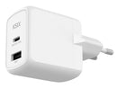CARREGADOR KSIX 1XUSB C +1XUSB A GAN 45W BRANCO