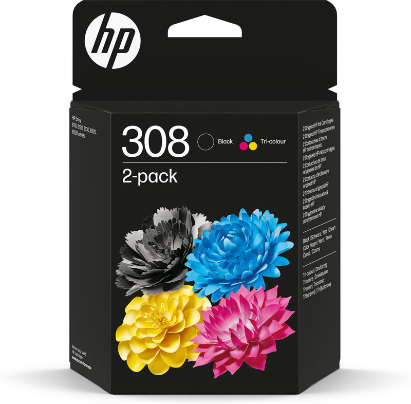 HP 308 BLACKTRI-COLOR INK CARTRIDGE COMBO 2-PACK