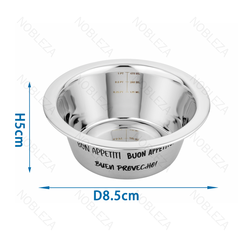 TIGELA DE CÃO EM AÇO INOXIDÁVEL COM LINHAS DE MEDIÇÃO