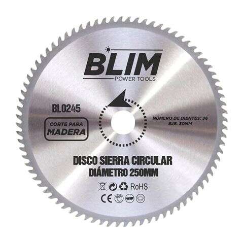 BLIM DISCO CORTE DE MADERA PARA SIERRA 250MM - 36 DIENTES CON REC