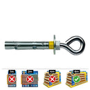 CAIXA 50 UN FIXAÇÃO DYNABOLT ARO Ø10X60MM ZINCADO CELO