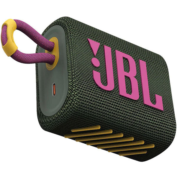 COLUNA PORTÁTIL JBL GO 3  BT IPX7 ,USB-C VERDEROSA