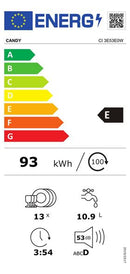 MÁQUINA DE LAVAR LOUÇA DE ENCASTRE CANDY CI3E53E0W 5P 53DBA