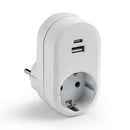 ADAPTADOR SCHUKO COM 1 TOMADA 2 P+T E 2 PORTAS USB (A + C) IP20 B
