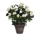 VASO CINZENTO COM ROSAS COR BRANCO PVC