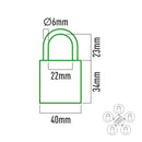 PACK DE 5 CADEADOS DE LATÃO ARCO NORMAL 5 CHAVES IGUAIS 40X23MM E