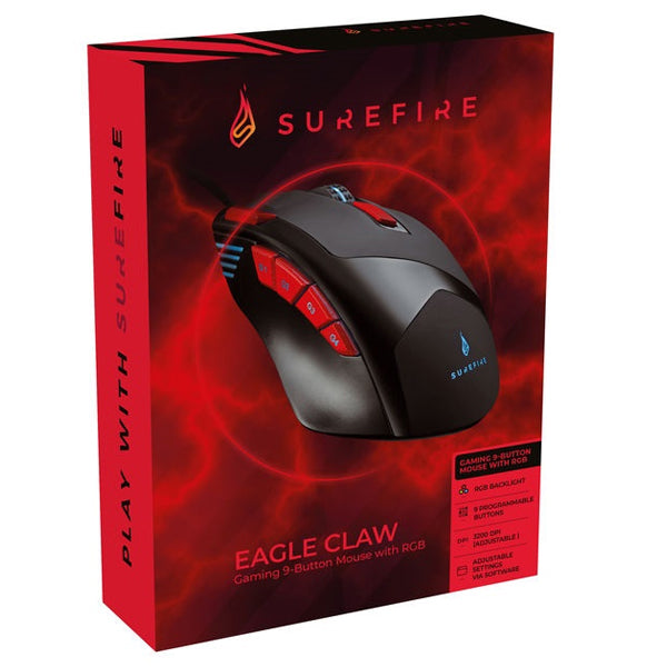 RATO SUREFIRE GAMING  EAGLE CLAW 9-BOTOES RGB LED 3200DPI