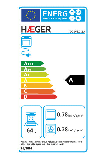 HAEGER FOGAO 4 VITRO FORNO 64LT MULTIF 60X60CMS INOX A