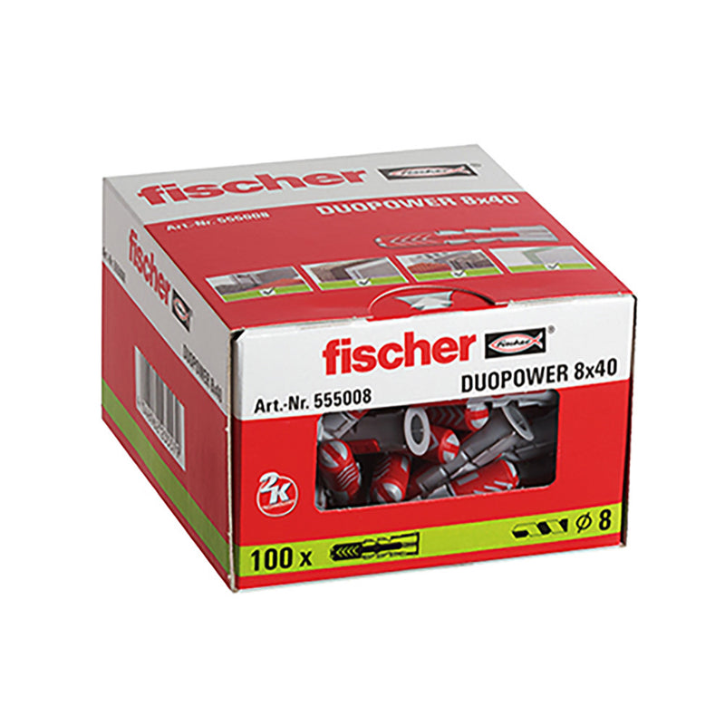 PACK 100 BUCHAS DUOPOWER Ø8X40MM CAIXA 100 UNID. 555008 FISCHER