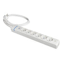 EXTENSÃO COM 6 TOMADAS 2P+T, 16A 250V. MÁX.3680W 850°C GWT. 61ILS