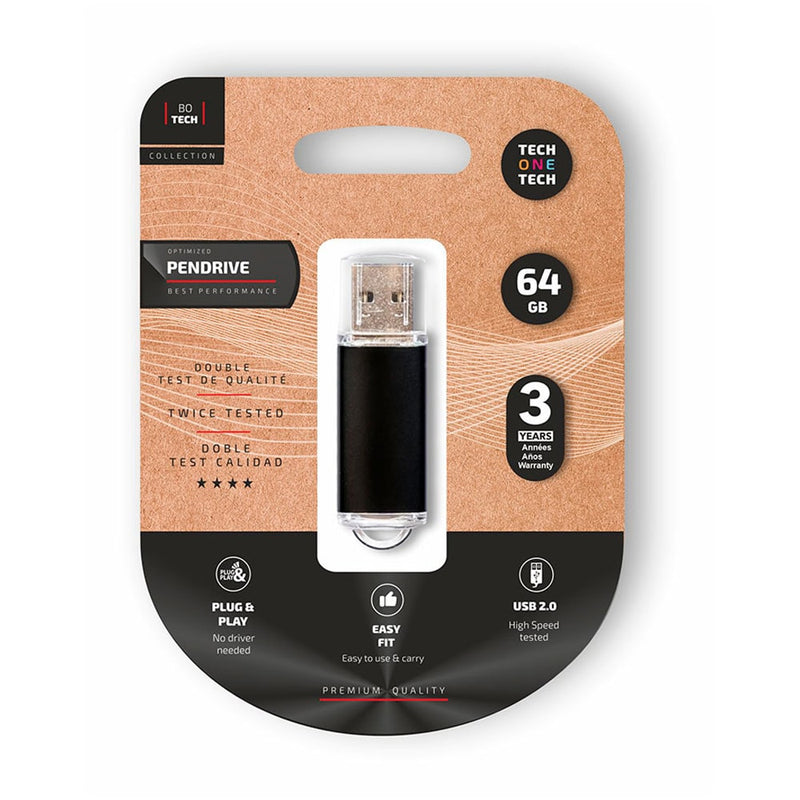 PENDRIVE 64GB TECH ONE TECH BASIC USB 2.0 NEGRO