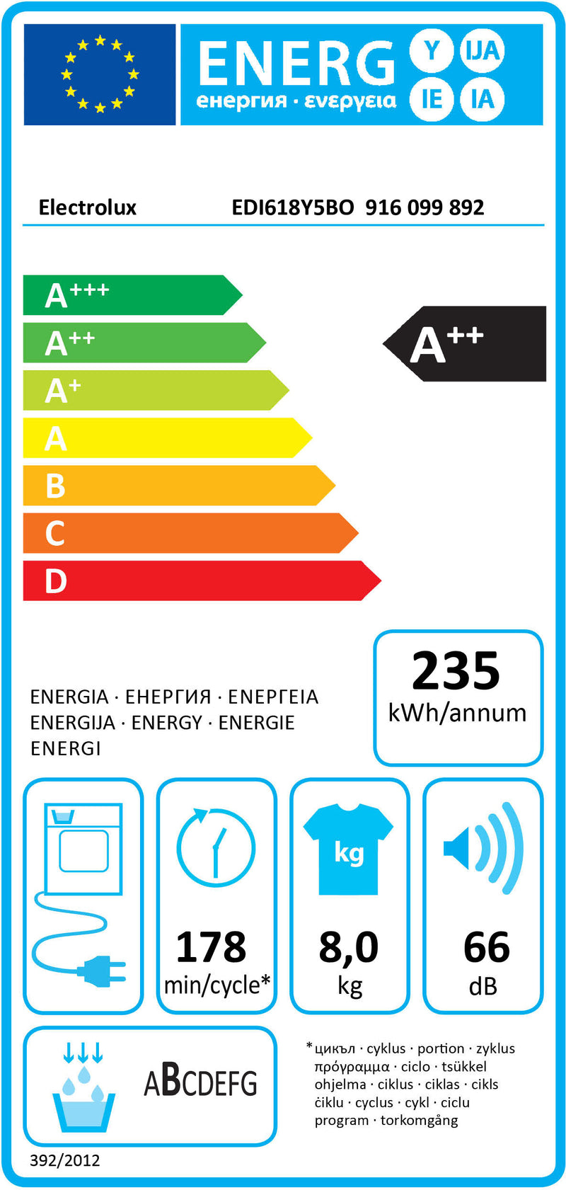 MÁQUINA DE SECAR ROUPA ELECTROLUX 8KG EDI618Y5BO