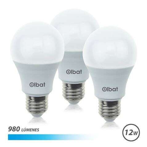 ELBAT PACK DE 3 BOMBILLAS LED A60 12W E27 980LM - 6500K LUZ FRIA