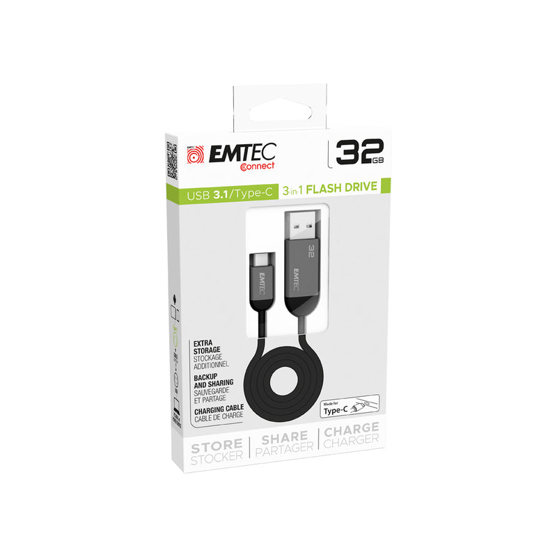 CABO EMTEC COM PEN USB 3.1 E TYPE-C 32GB
