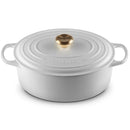 LE CREUSET - COCOTTE SIGNATURE OVAL 31CM BRANCO POMO DOURADO 2117