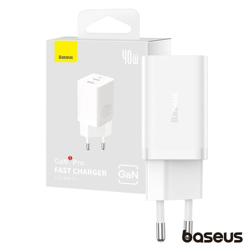 ALIMENTADOR COMUTADO 2X USB-C 40W GAN5 PRO BASEUS