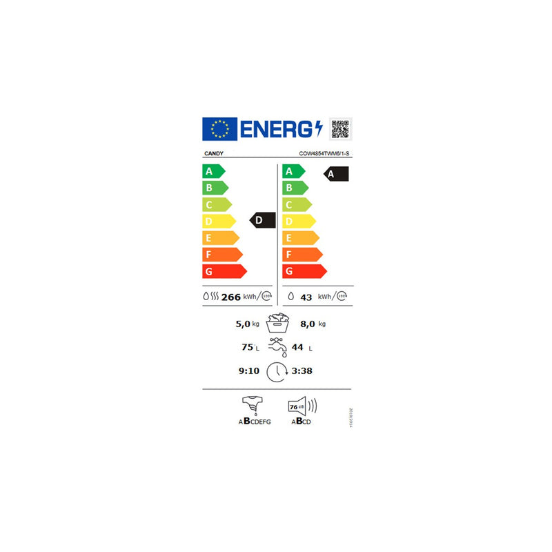 MÁQUINA DE LAVAR E SECAR ROUPA CANDY COW4854TWM6/1-S 8/5KG