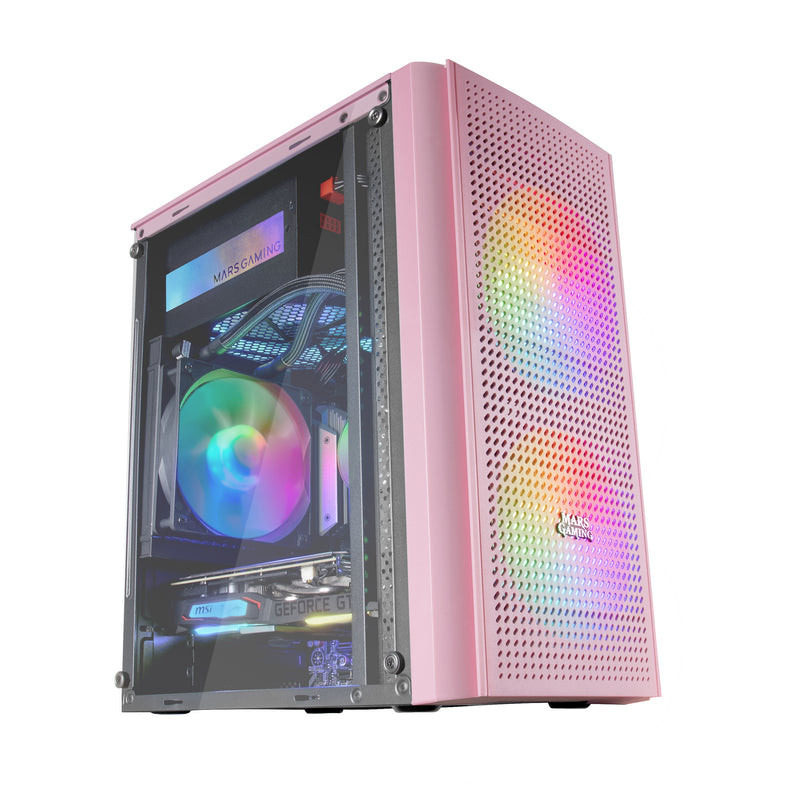 MARS GAMING MC300 MICRO-ATX CASE, 3X 120MM FRGB FAN, WINDOW, FRON