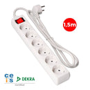EXTENSÃO COM 6 TOMADAS T/TL 16A 2P + T TIPO F + INTERRUPTOR 1,5M