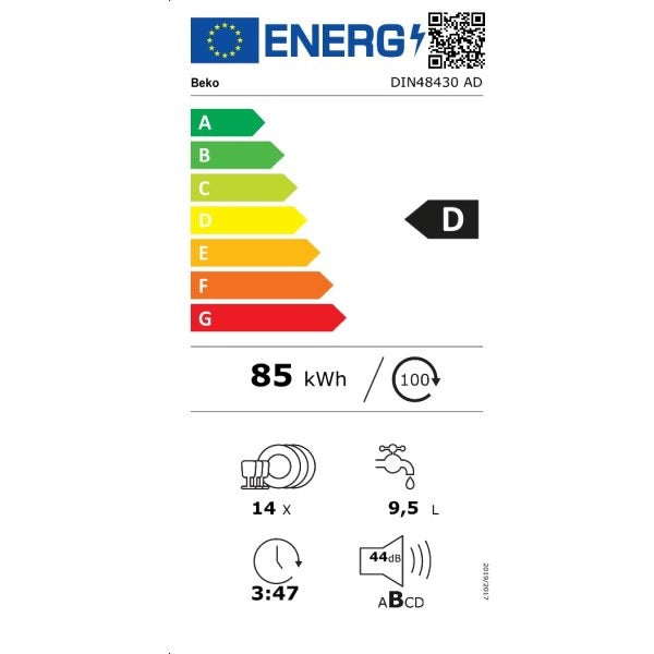 MÁQUINA DE LAVAR LOUÇA INTEGRÁVEL 14 TALHERES BEKO DIN48430AD