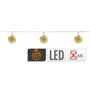GRINALDA BRANCO QUENTE 10 LEDS COM BOLAS COR OURO (2,5CM) A PILHA