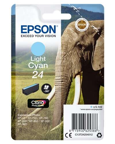 TINTEIRO EPSON CYAN CLARO SERIE 24 XP-750/850/950/55 - C13T242540