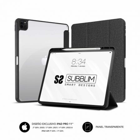 FUNDA SUBBLIM CLEAR SHOCK PARA TABLET IPAD PRO 11" 2020-2022 NEGR