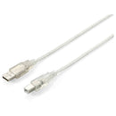 Equip 128651 cabo USB 3 m USB 2.0 USB A USB B Prateado, Transpare