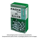 CAIXA S 25 UNID. PARAFUSO ROSCA CHAPA CR AUTOT. 3,5X16MM FADIX