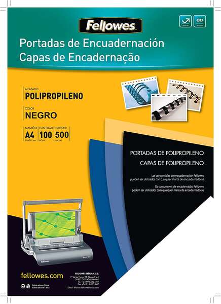 PORTADAS DE POLIPROPILENO FELLOWES 54772 A4 500 MICRAS 100 UNIDAD