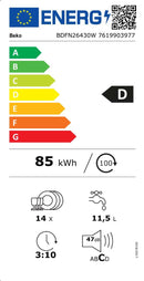 MÁQUINA DE LAVAR LOUÇA BEKO BDFN26430W 14 TALHERES BRANCA