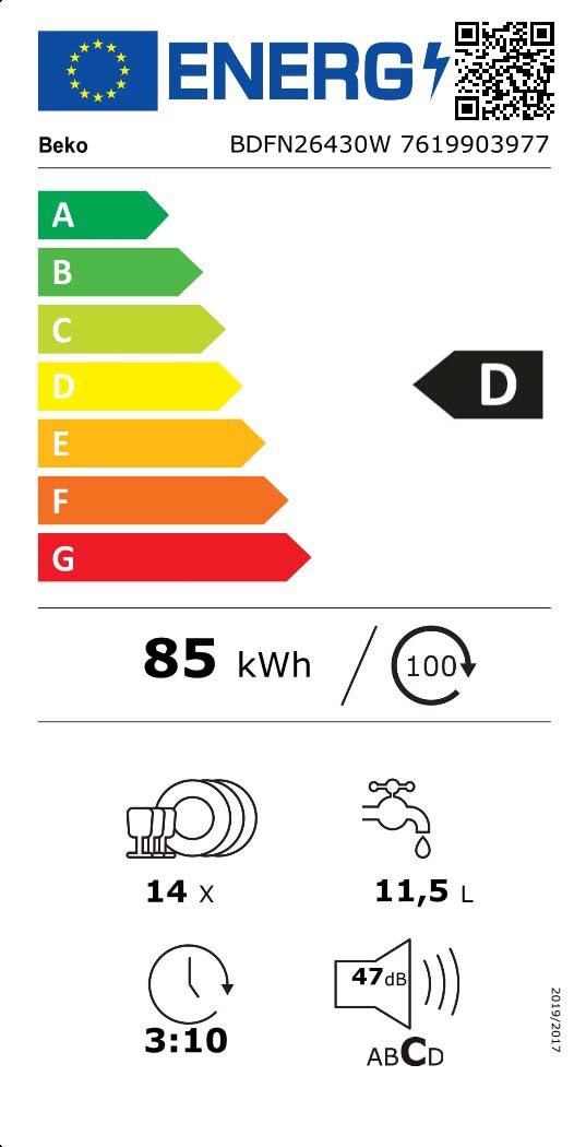 MÁQUINA DE LAVAR LOUÇA BEKO BDFN26430W 14 TALHERES BRANCA