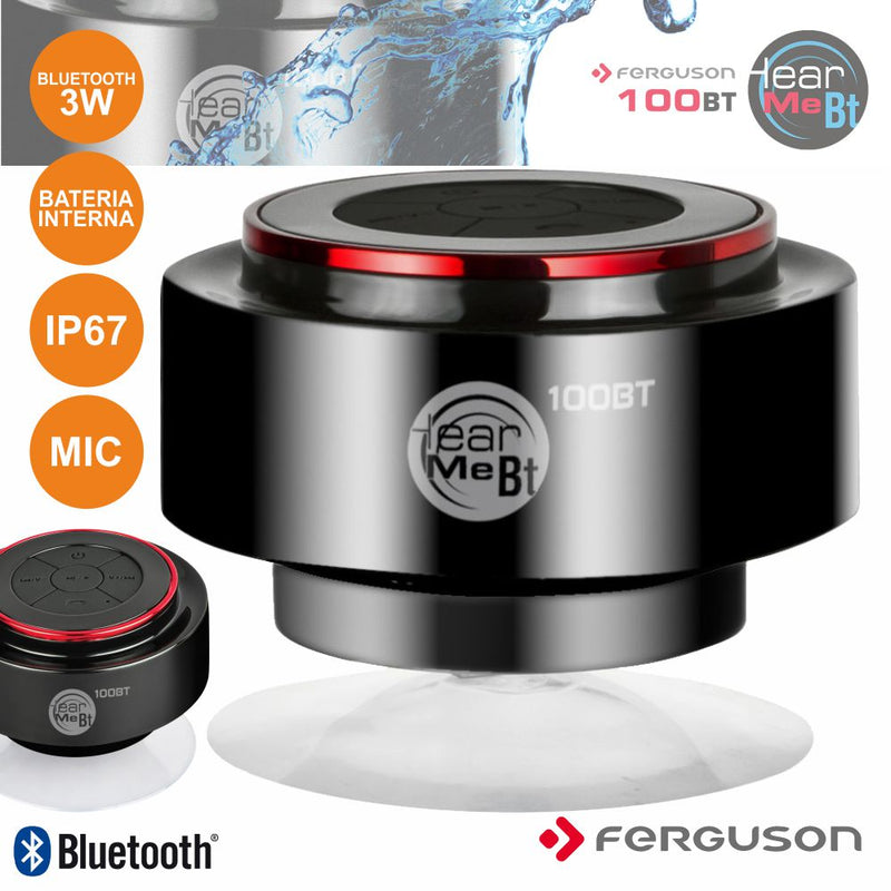 COLUNA BLUETOOTH PORTÁTIL C VENTOSA 3W PRETO IP67 FERGUSON