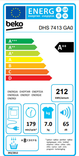 MÁQUINA DE SECAR ROUPA BEKO DHS7413GAO 7KG BRANCA