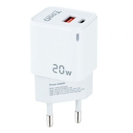 NUCLEO TOOQ TQWC-QCPD20WT 1XUSB-TIPO C 1X USB 20W BRANCO