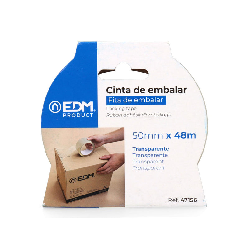 FITA ADESIVA DE EMBALAGEM TRANSPARENTE 48 MICRAS 50M X 50MM EDM