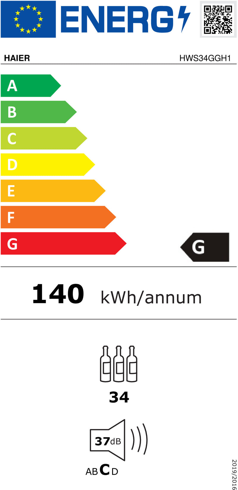 CAVE DE VINHO HAIER HWS34GGH1( 34  - G  - 140 KWHANO )