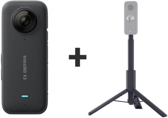 CAMARA INSTA360 X3 SENSOR 1/2" 72MP + PALO SELFIE