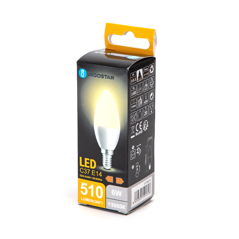 LED C37 E14 6W 3000K