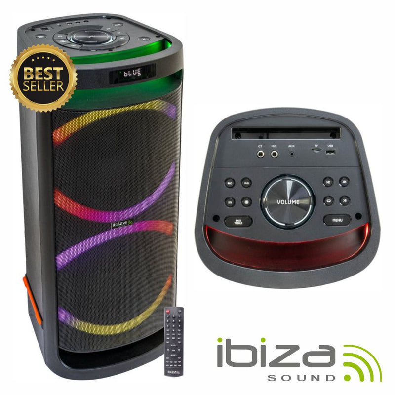 COLUNA AMPLIFICADA 2X6.5" USBSDAUXBT LED IBIZA