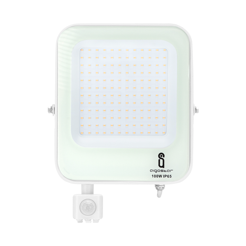 HOLOFOTE LED COM SENSOR BRANCO 100W