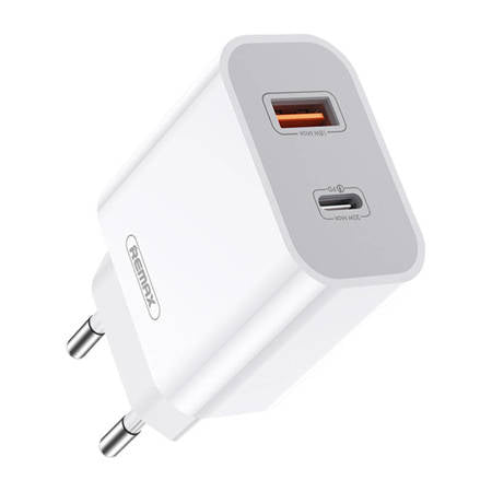 CARREGADOR DE PAREDE REMAX, RP-U68, USB-C, USB, 20W BRANCO